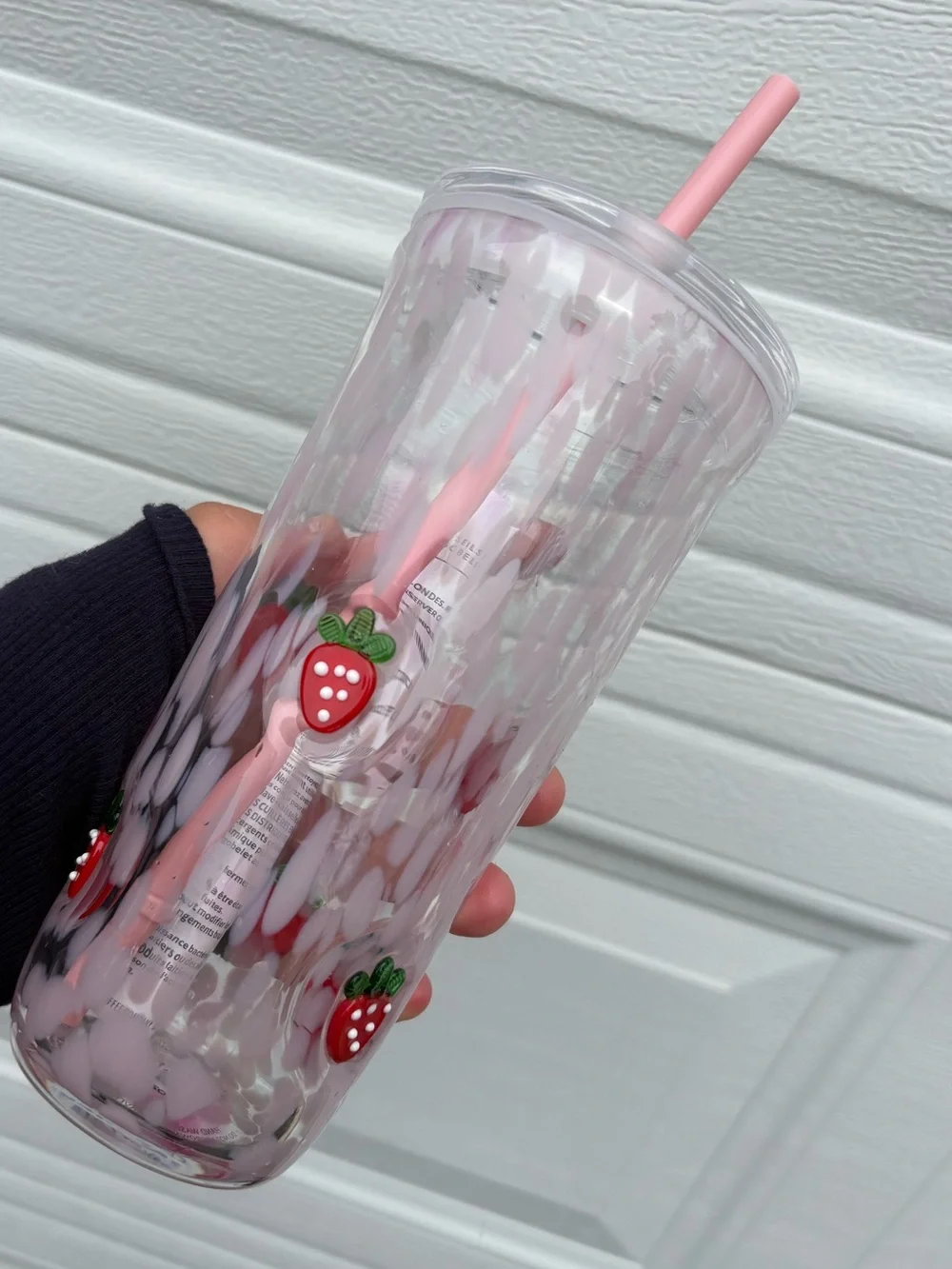 Starbucks Pink drink Strawberry Glass Tumblers Cold Cup with pink Straw 2026